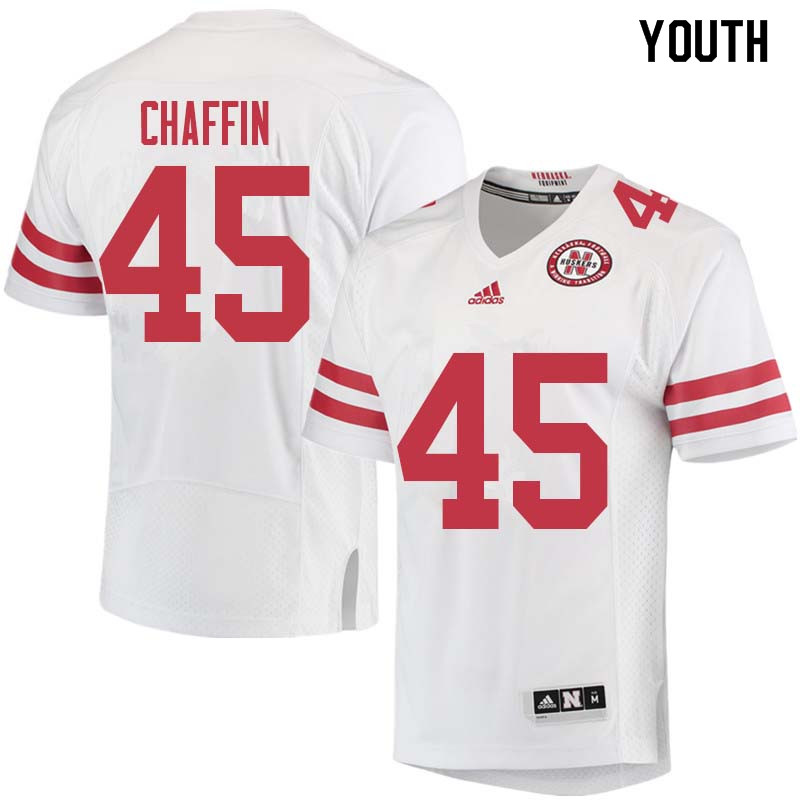 Youth #45 Ty Chaffin Nebraska Cornhuskers College Football Jerseys Sale-White - Click Image to Close